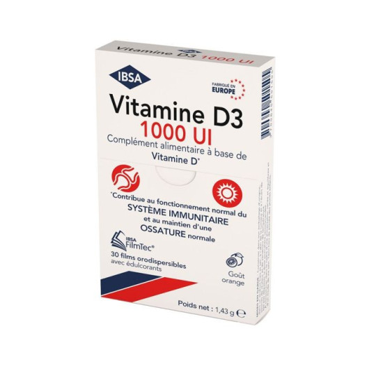 IBSA Vitamine D3 1000UI Orange 30 films Orodispersibles