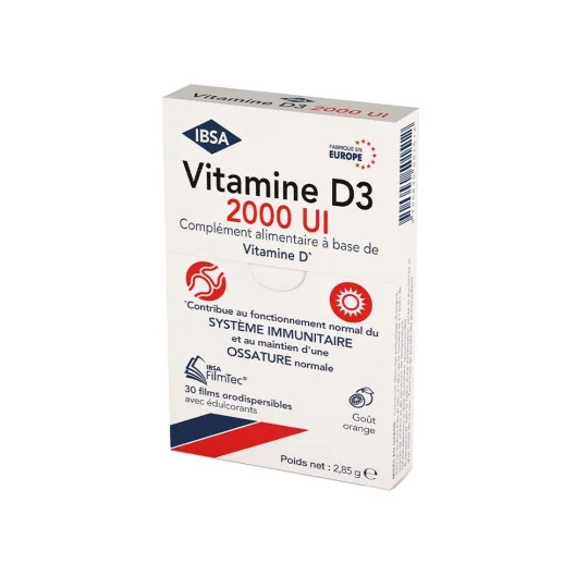 IBSA Vitamine D3 2000UI Orange 30 films Orodispersibles