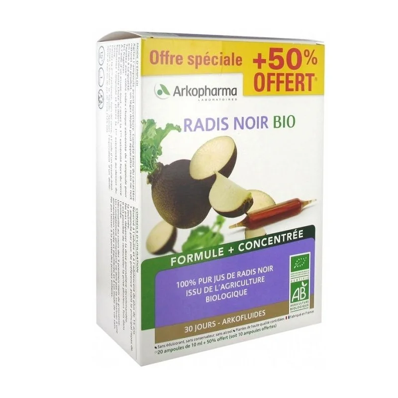 Arkofluides Bio Radis Noir 20 Ampoules +10 OFFERTES