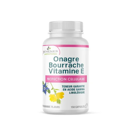 Les 3 Chênes Onagre-Bourrache-Vitamine E 150 capsules