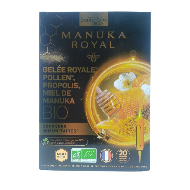 Manuka Royal Gelée Royale Pollens Propolis Miel De Manuka Bio 20 Ampoules de 10ml