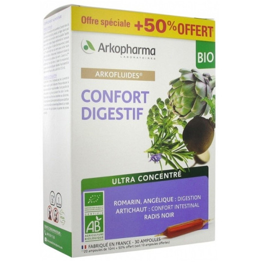 Arkopharma Bio Confort Digestif 20 ampoules+10 OFFERTES