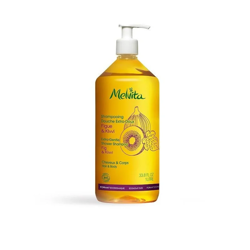Melvita Shampoing Douche Extra-doux Figue&Kiwi Bio 1 litre