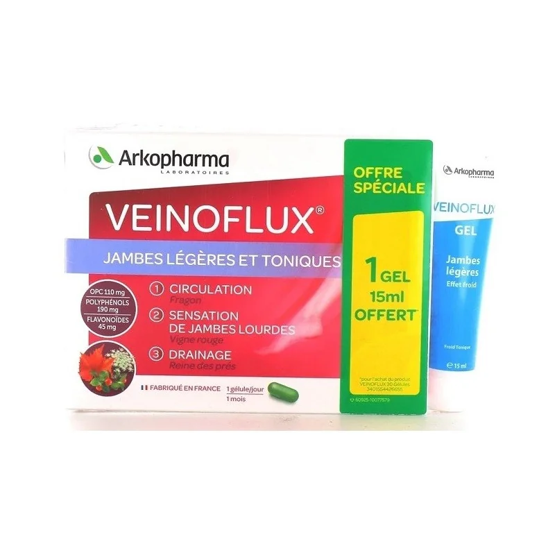 Arkopharma Veinoflux 30 gélules+ Veinoflux Gel 15ml OFFERT